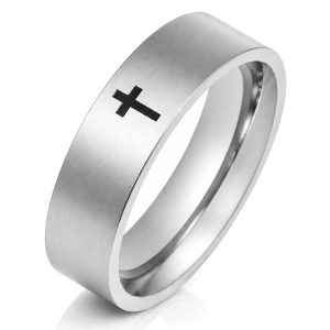 Stalen mannen ring LGT Jewels Zwart Kruis-19mm