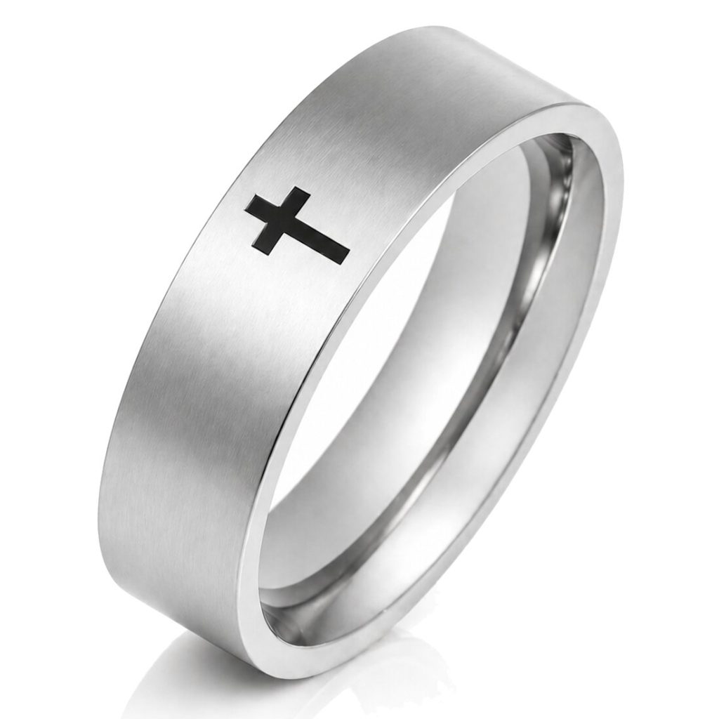 Stalen mannen ring LGT Jewels Zwart Kruis-22mm