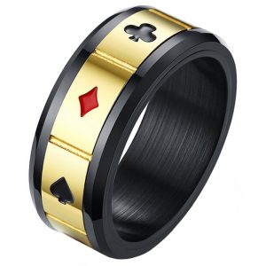 Stalen mannen ring Lucky Cards Spinner-18mm