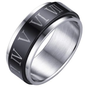 Stalen Spinning ring met Romeinse Cijfers-17mm