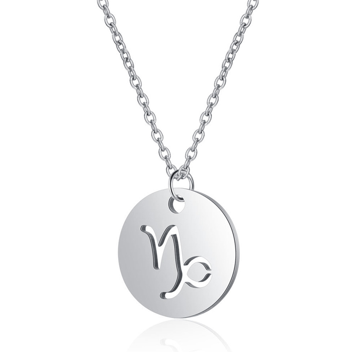 Sterrenbeeld Steenbok Dames Ketting Zilverkleurig Ronde Hanger