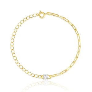 Stijlvolle Elenza Vergulde Armband met Zirkonia – Tijdloze Elegantie voor Dames
