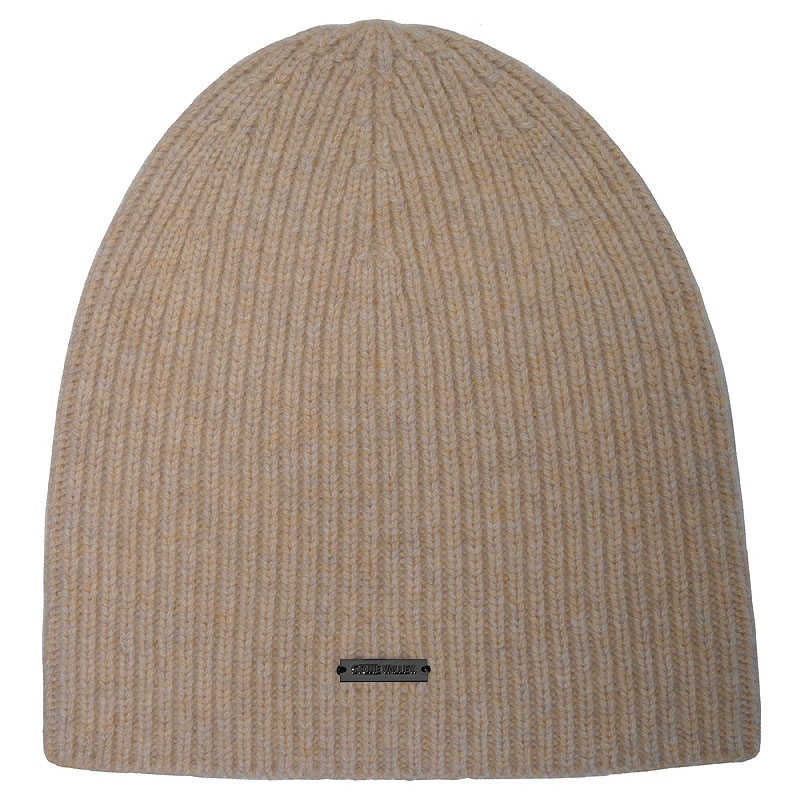 Stone Valley Gebreide Beanie zonder Omslagrand in Beige