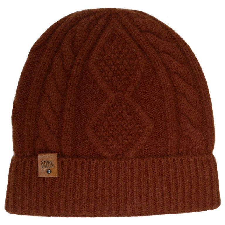 Stone Valley Grofgebreide Damesmuts van 100% Wol – Caramel