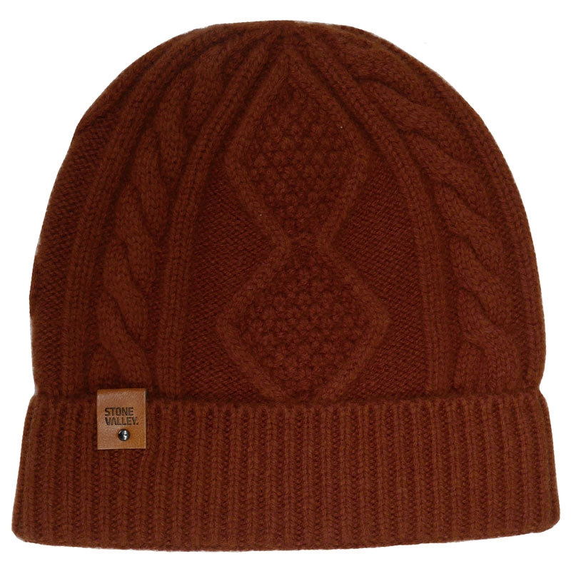 Stone Valley Grofgebreide Damesmuts van 100% Wol – Caramel