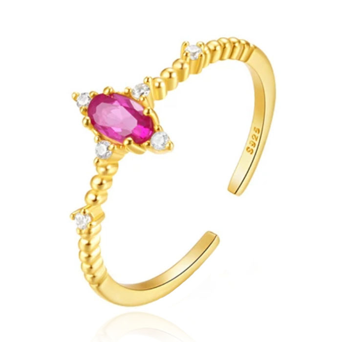 Stralende Elenza Zilveren Ring met Paarse Kristal – 18K Goud plating