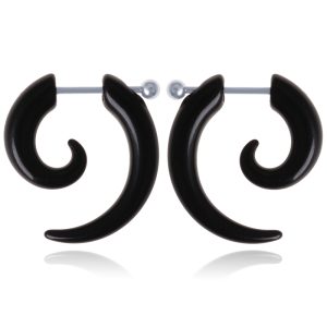 Stud oorbellen Tribal Bone Zwart-15mm