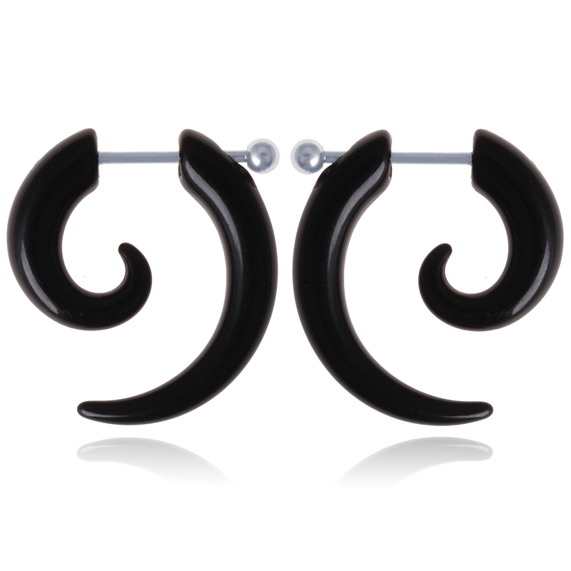 Stud oorbellen Tribal Bone Zwart-15mm