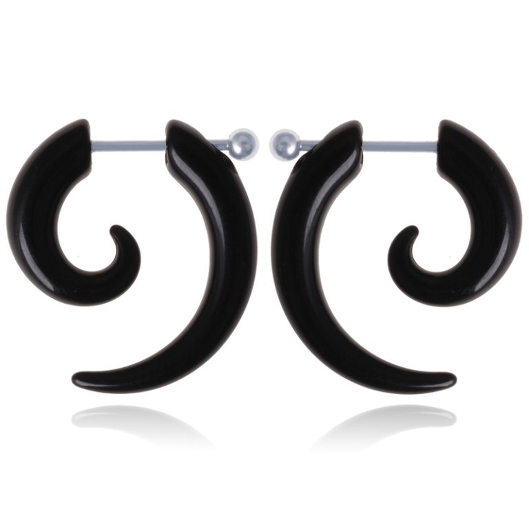 Stud oorbellen Tribal Bone Zwart-18mm