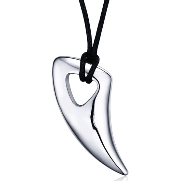 Tand kettinghanger Zilver met Touw ketting