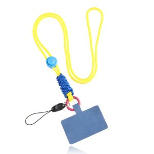 Telefoonkoord Macramé met Telefoon bevestiging – Geel Blauw