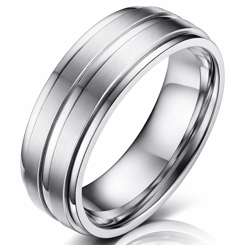 Titanium heren ring Zilver 8mm-16mm