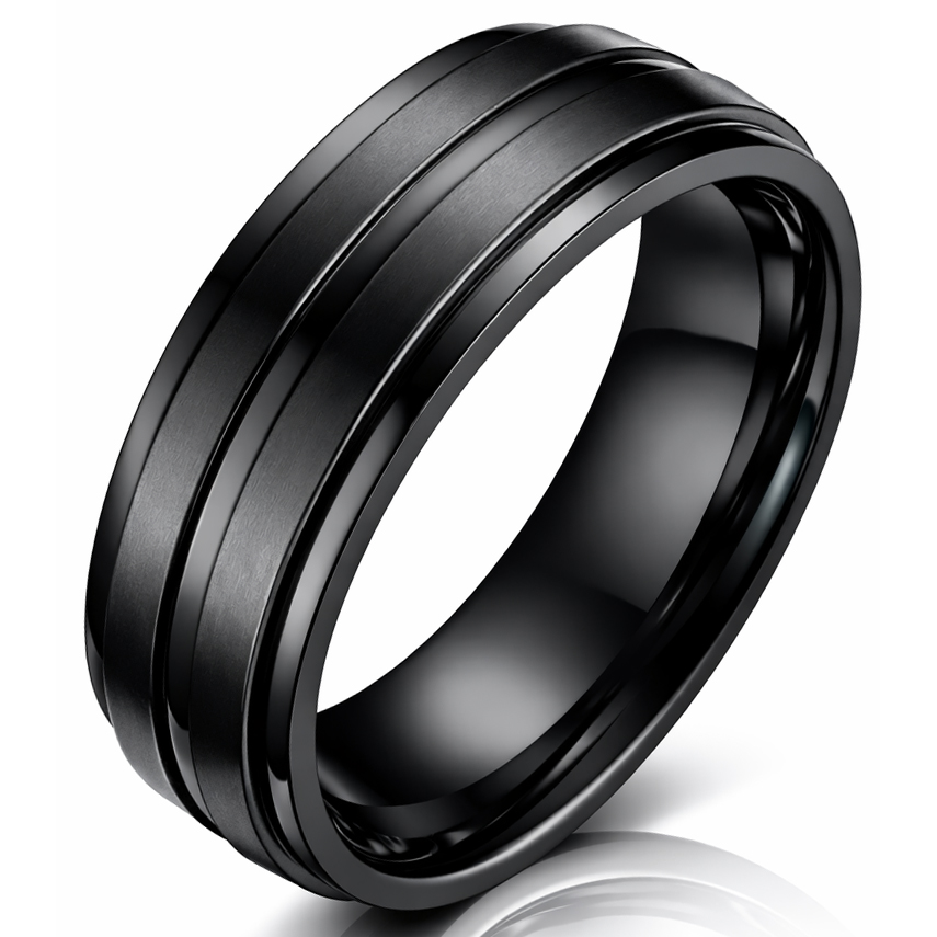 Titanium heren ring Zwart 8mm-18mm