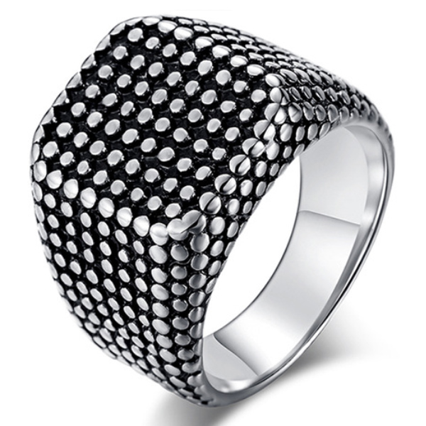 Titanium Zegelring heren Zilverkleurig Zwart-21.5mm