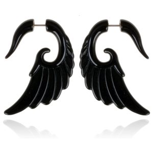 Tribal bone oorbellen Black Wing