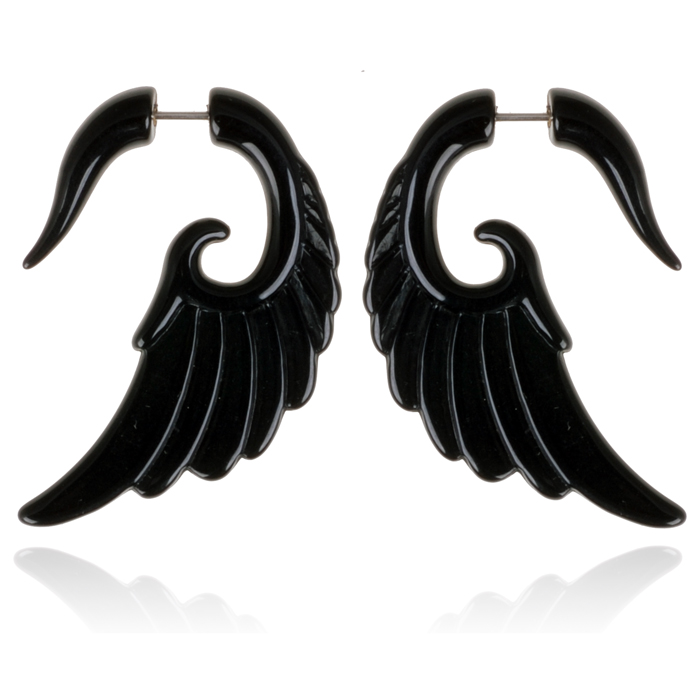 Tribal bone oorbellen Black Wing