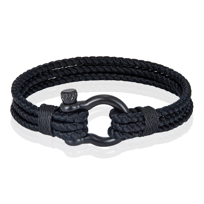 Triple Rope Armband Boegbeugel – Zwart-23cm