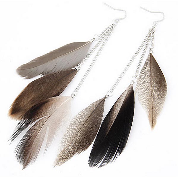 Veren oorbellen Summer Feather Grey