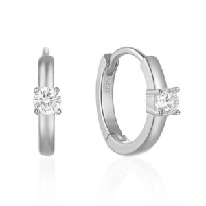 Verfijnde Elenza Zilveren Oorbellen met Solitaire Zirkonia – Elegante Dames Sieraden