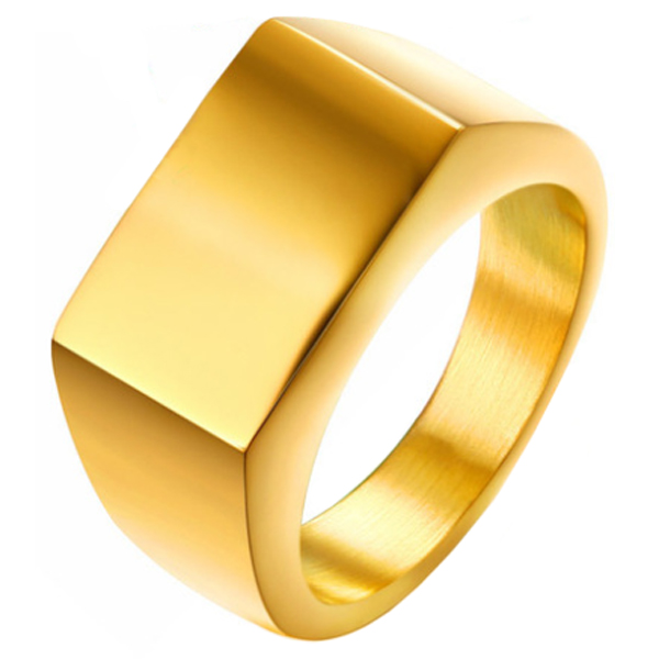 Verguld stalen zegelring van Mendes Jewelry-21.5mm