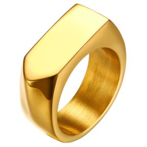 Vergulde stalen zegelring Mendes Jewelry-21mm