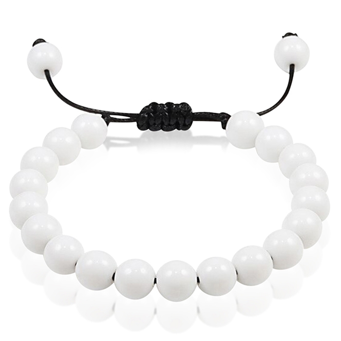 Verstelbare kralen armband Memphis Wit Natuursteen 8mm