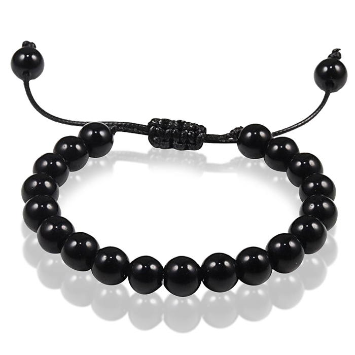 Verstelbare kralen armband Memphis Zwart Onyx 8mm