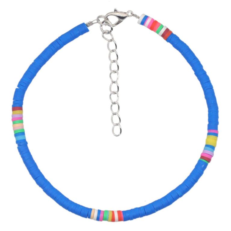 Vrolijke Enkelband met 4mm Kralen – Blauw
