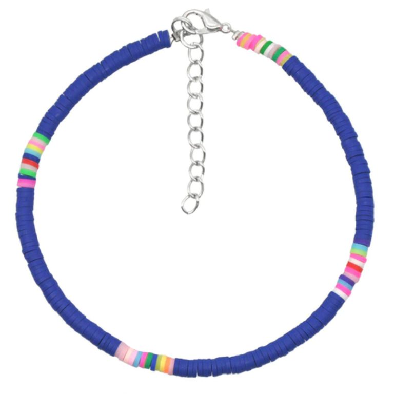 Vrolijke Enkelband met 4mm Kralen – Donkerblauw