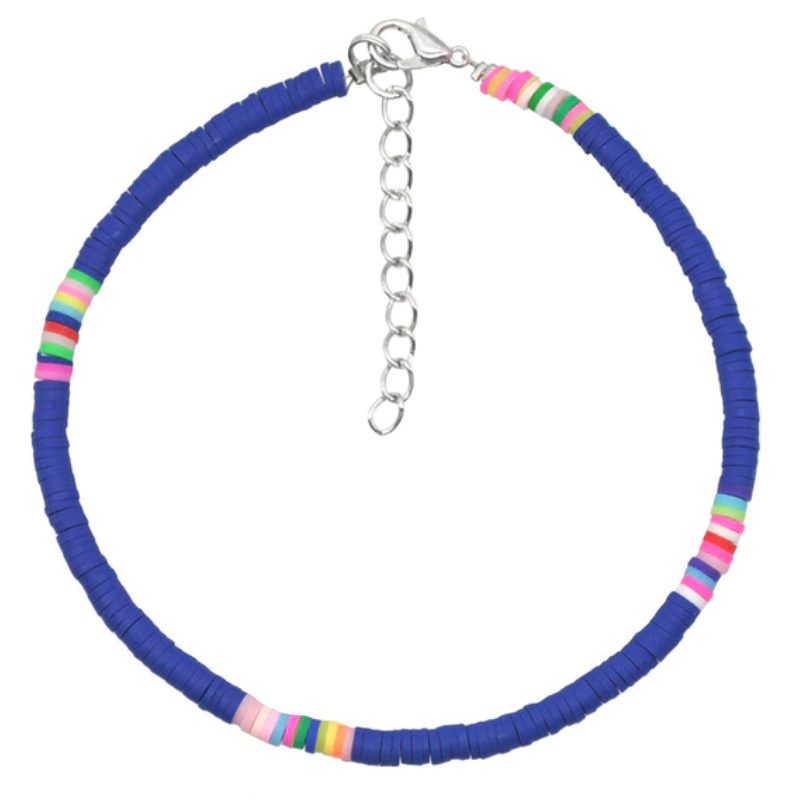 Vrolijke Enkelband met 4mm Kralen – Donkerblauw