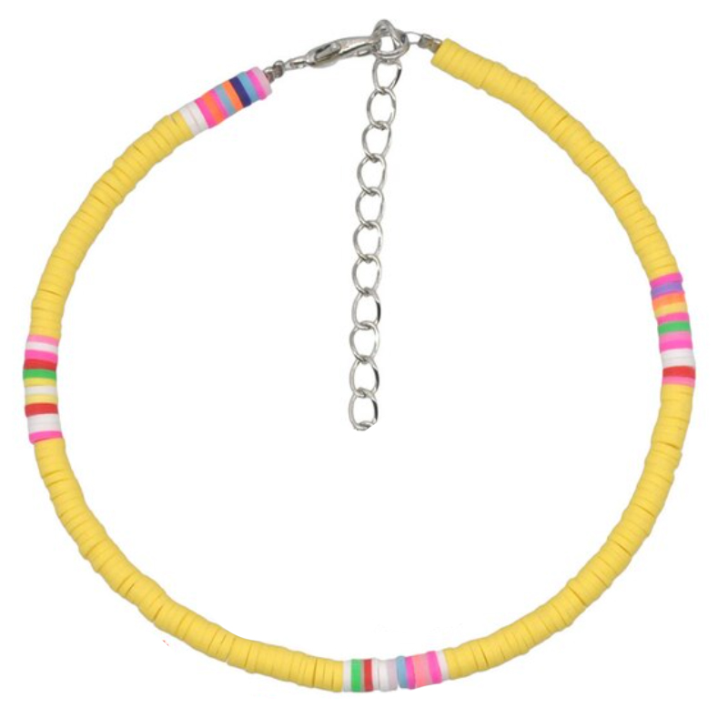 Vrolijke Enkelband met 4mm Kralen – Geel