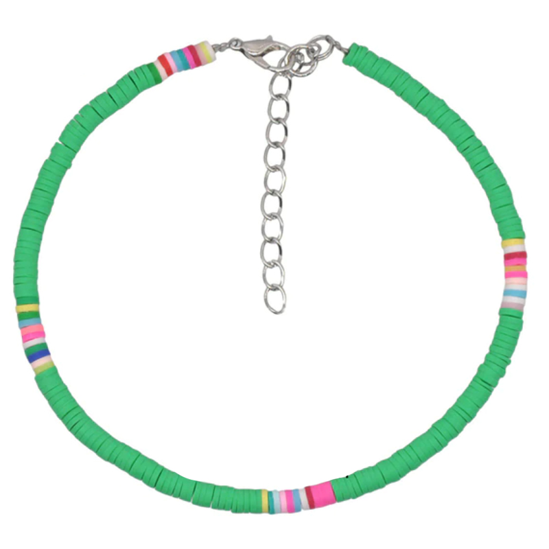 Vrolijke Enkelband met 4mm Kralen – Groen