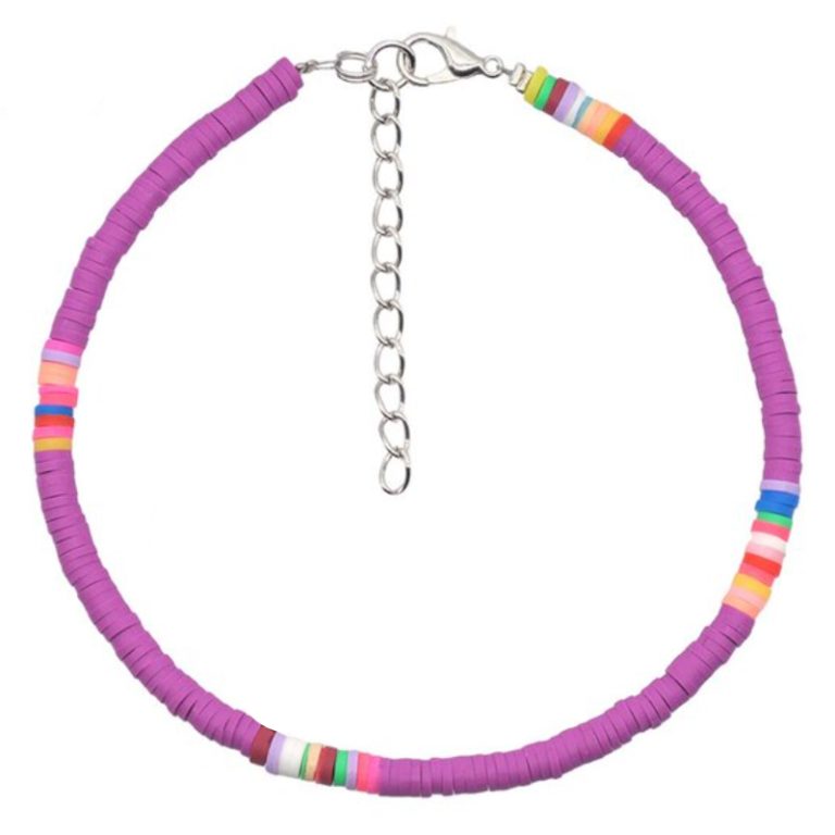 Vrolijke Enkelband met 4mm Kralen – Paars