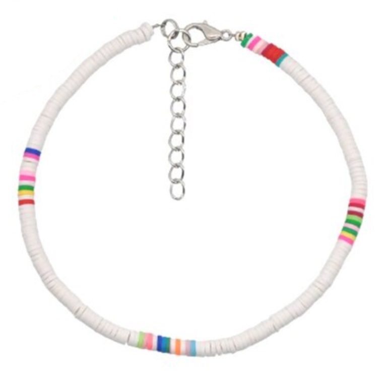 Vrolijke Enkelband met 4mm Kralen – Wit