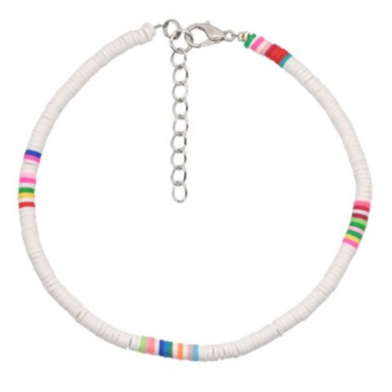 Vrolijke Enkelband met 4mm Kralen – Wit