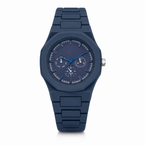 Windsor Blauw Kunststof Horloge met Donkerblauwe Wijzerplaat