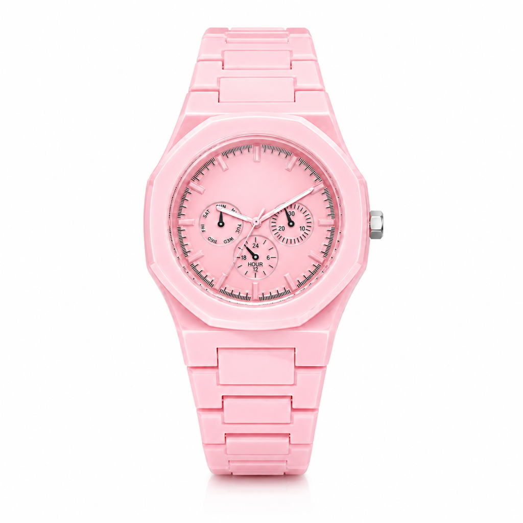 Windsor Roze Kunststof Horloge met Ton-sur-ton Wijzerplaat