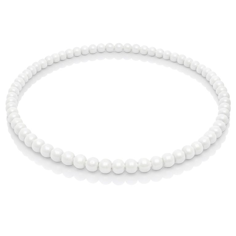Witte houten kralen ketting 90cm