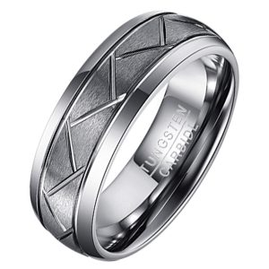 Wolfraam heren ring Diagonale Groeven-21mm