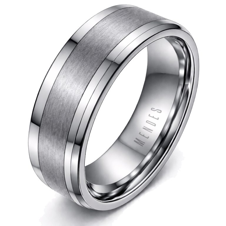 Wolfraam heren ring Geborstelde streep 8mm-18mm