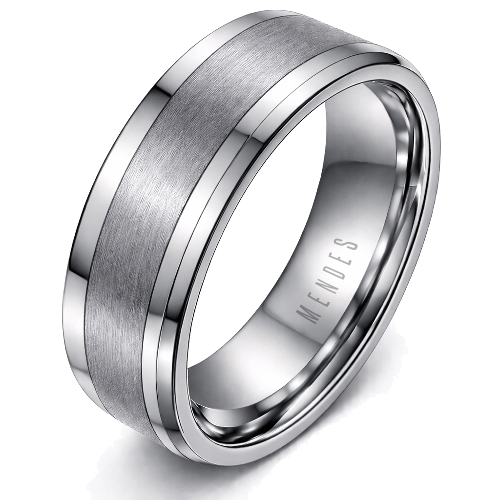 Wolfraam heren ring Geborstelde streep 8mm-21mm