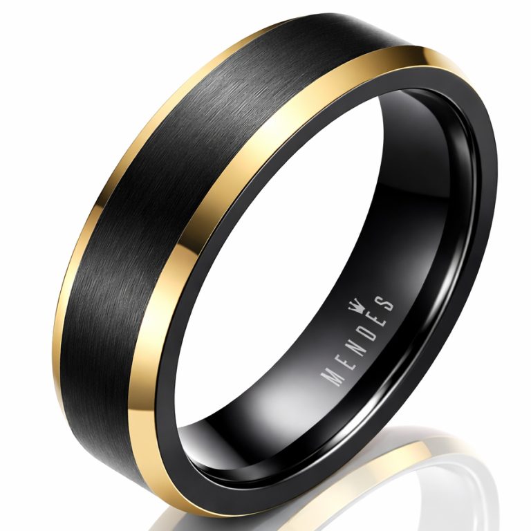 Wolfraam heren ring Mat Zwart met Goud 6mm-21.5mm