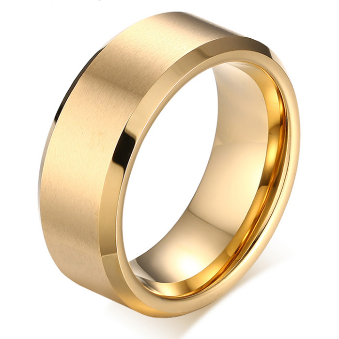 Wolfraam herenring 8mm Goud-19mm