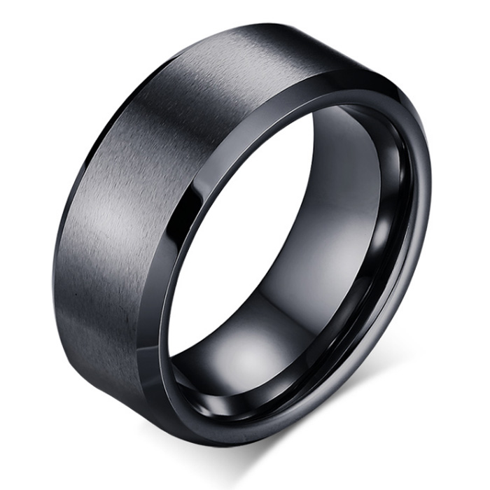 Wolfraam herenring 8mm Zwart-18mm