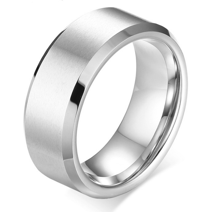 Wolfraam herenring 8mm Zilver-19mm