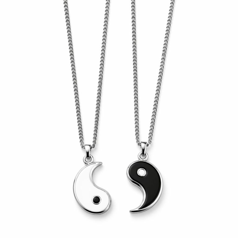 Yin Yang Ketting Set voor Koppels – Zwart Wit Hanger RVS Liefdesketting Duo Vriendschap & Relatie