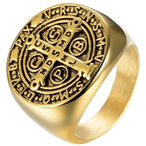 Zegelring Heren Edelstaal Holy Medal Cross-20mm