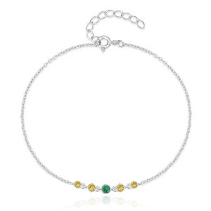 Zilveren Elenza Armband met Groene en Gele Zirkonia – Verfijnde Stijl voor Dames