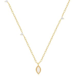 Zilveren Ketting met Gouden Plating en Opaal Hanger – Delicate Schoonheid van Elenza