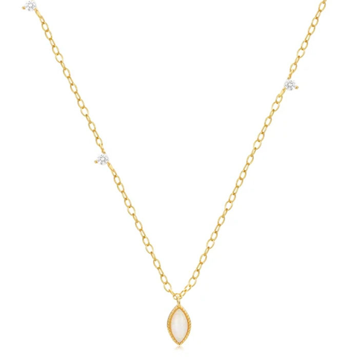 Zilveren Ketting met Gouden Plating en Opaal Hanger – Delicate Schoonheid van Elenza